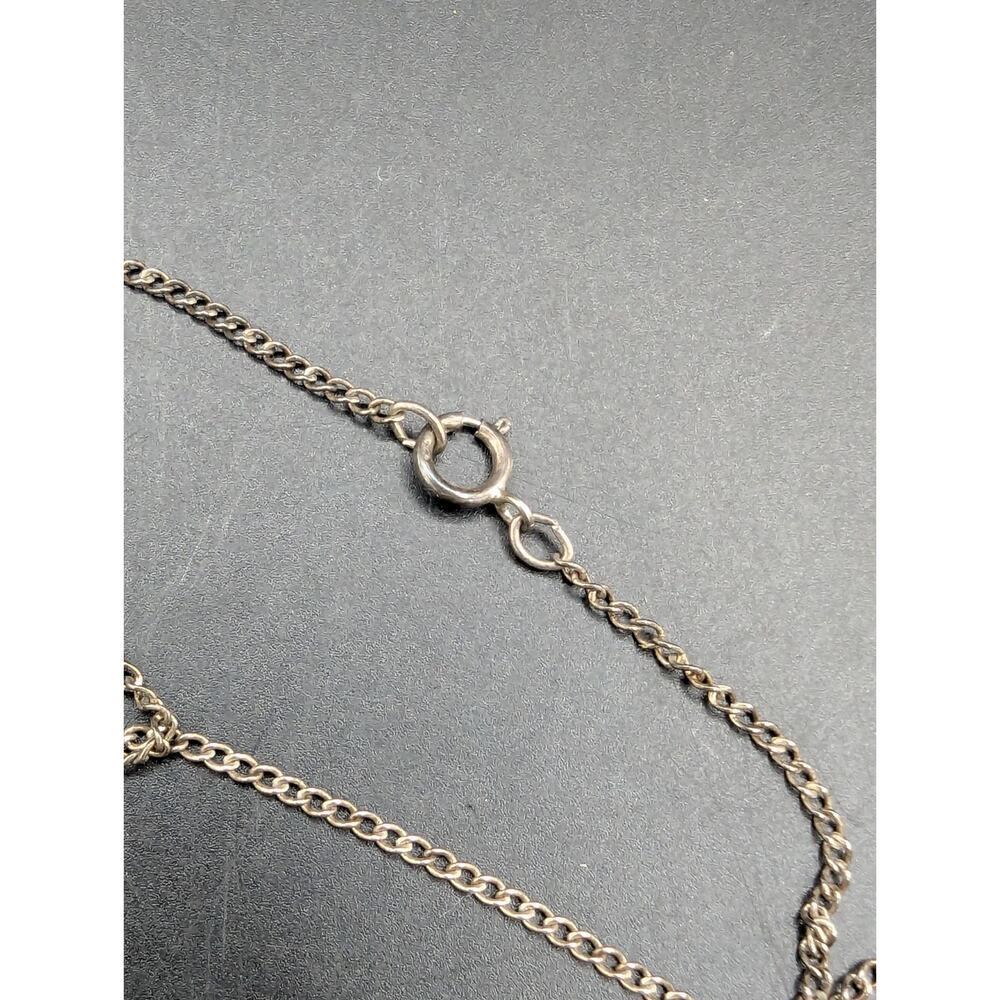 Vintage Art Deco Style 925 Pink Stone Cross Pendant Necklace Red UV Glows - Picture 6 of 12